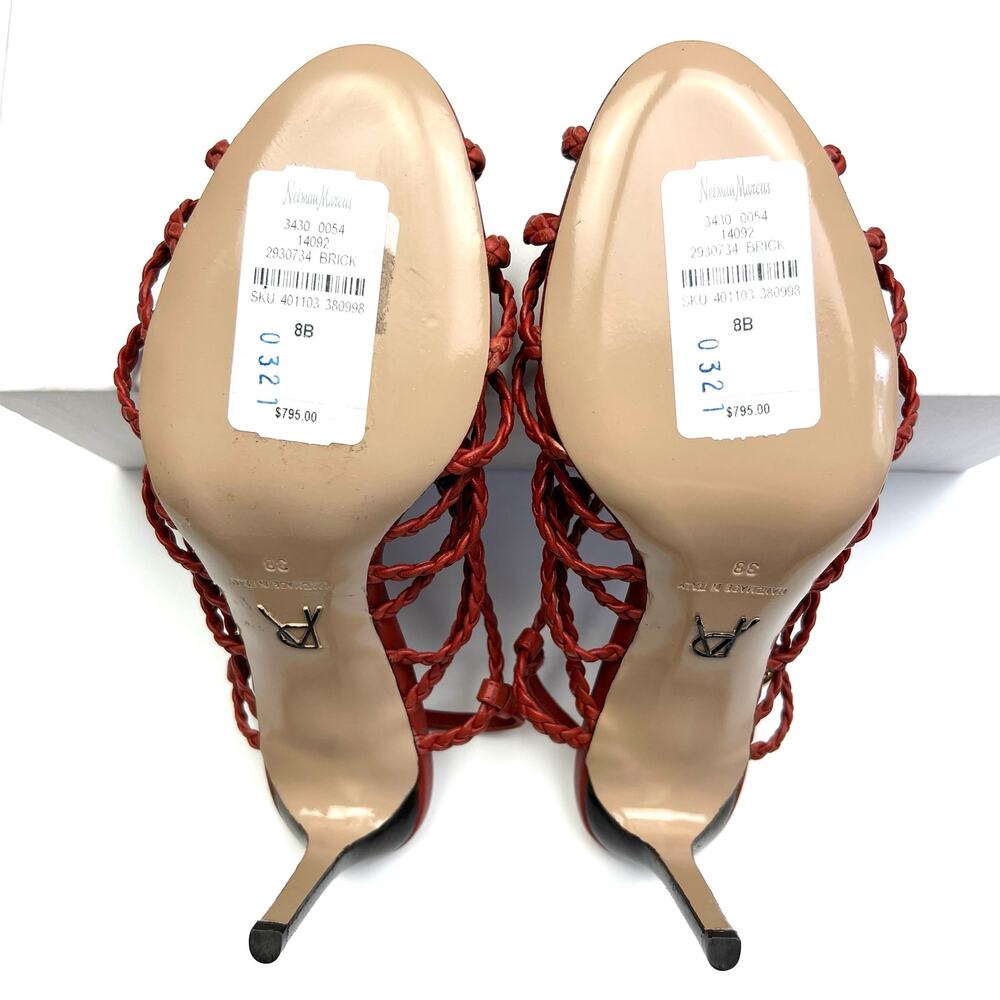 PAUL ANDREW Who's That Braided Sandals EU 38 US 8 Women's Red High Heels NWT - Picture 8 of 11